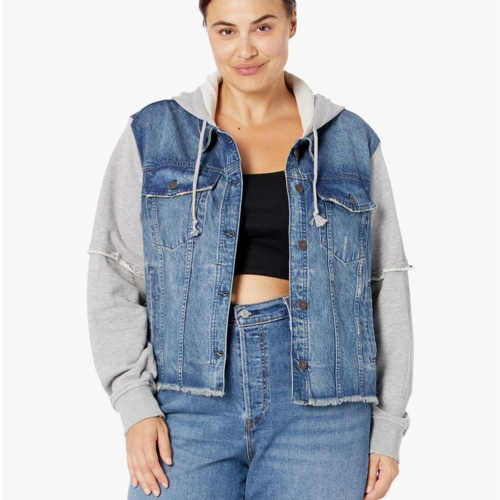 Free People throwback denim knit jacket